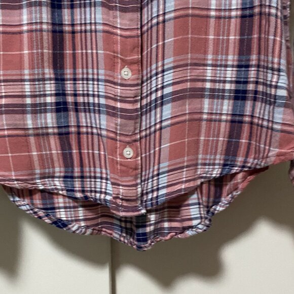 Blue Rain long sleeve mauve, navy & white plaid, button down shirt, size S - Picture 6 of 10
